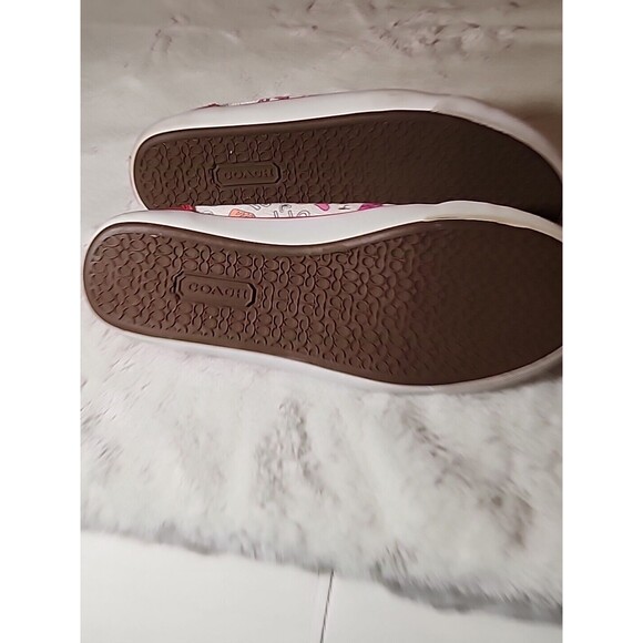 COACH Shoes Sneakers Womens 8 M Barrett‎ Poppy Pink Floral Script Designer Logo - Picture 10 of 11